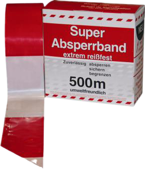 Absperrband rot/weiß 500m » Baumaschinen Boneß GmbH